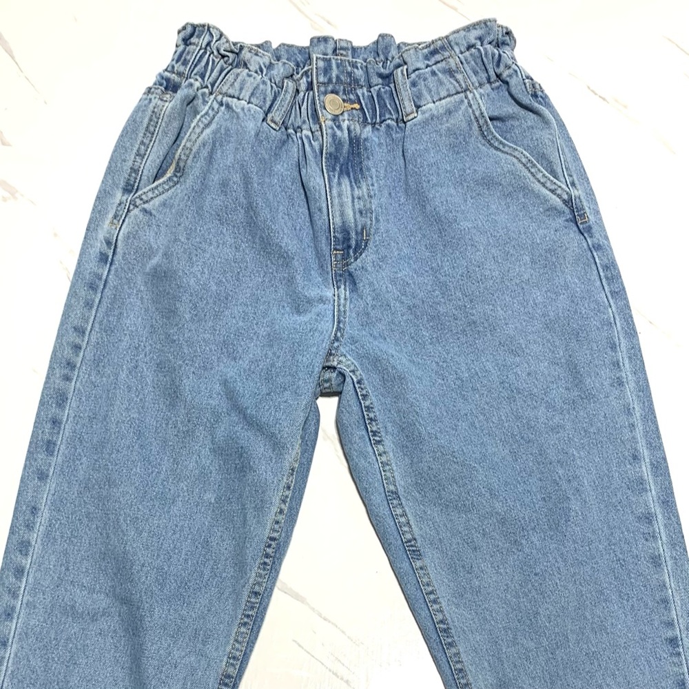 Bluenotes Like New Women’s Light Blue Wash High Rise Paperbag Straight Leg - Picture 5 of 14